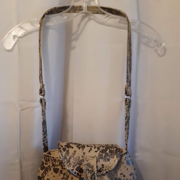 New Southwestern Western Faux Leather Cow print Purse Saddle Flap bag brown - Picture 3 of 12